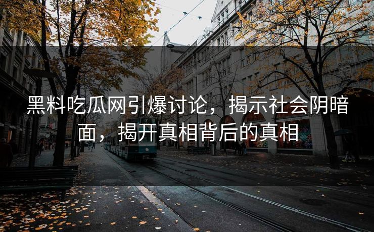 黑料吃瓜网引爆讨论，揭示社会阴暗面，揭开真相背后的真相