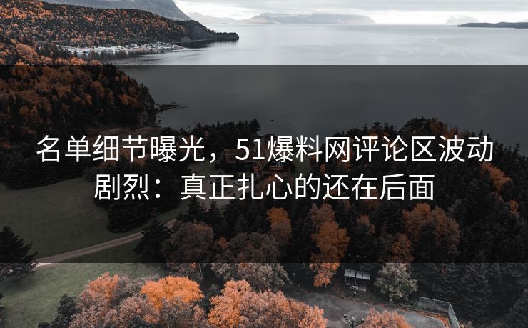 名单细节曝光,51爆料网评论区波动剧烈:真正扎心的还在后面 名单细节曝光,51爆料网评论区波动剧烈:真正扎心的还在后面